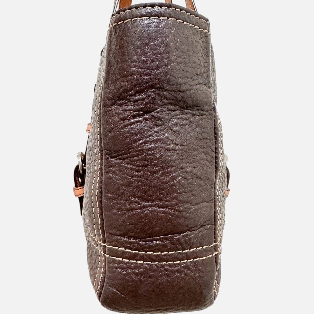 Coach Chelsea Tote Bag Chocolate Brown Pebbled Leather Tan Trim Y2K 12339 - Picture 12 of 16